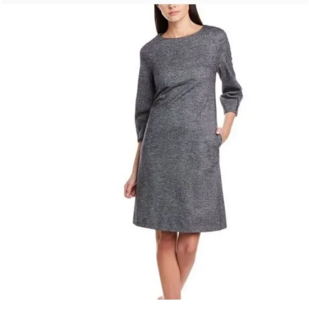 Peserico‎ wool blend long sleeve crew neck Grey shift dress